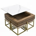 thumbnail image 3 of Modern Lift-Top Coffee Table Set with Storage & 4 Ottomans|White & Walnut, 3 of 10