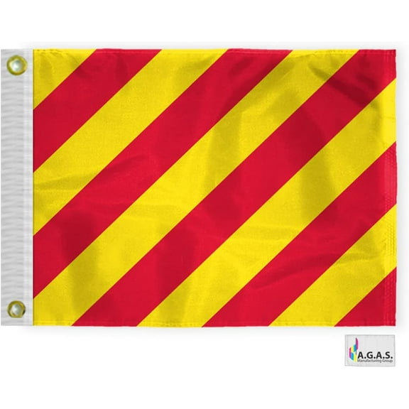 AGAS Yankee Code Y Marine Signal Flag - Printed 200D Nylon - Canvas Header - Brass Grommets - Colorfast & Stitched Edges - Nautical Boat Flag - Naval Code Signal Flag.