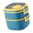 thumbnail image 3 of Fiambrera portátil Bento Box con tapa hermética, recipiente para ensaladas, comida caliente o fría. Doble nivel azul, 3 of 9