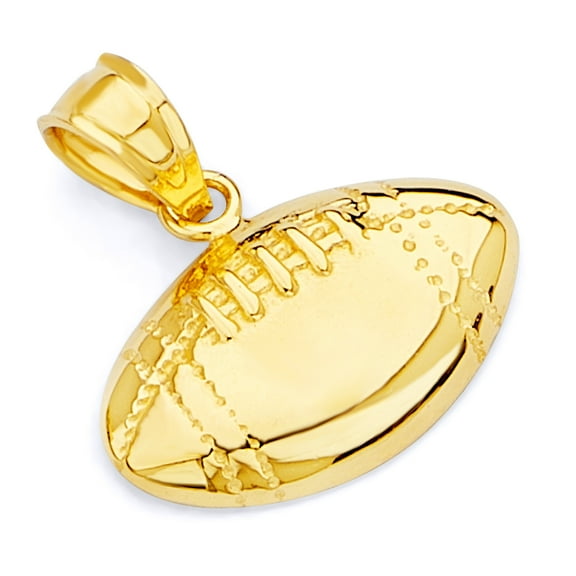 Wellingsale 14k Yellow Gold FootBall Sports Pendant (Size : 15 x 14 mm)