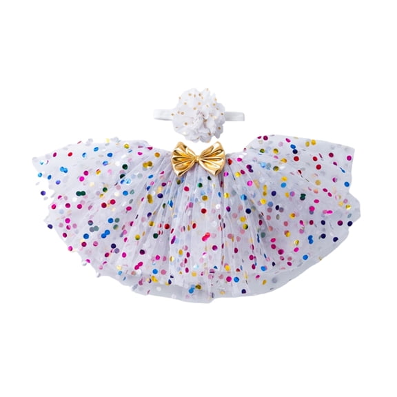Girls Sequin Tutu Skirt and Headband Set, Layered Tulle Dance Skirt, Baby Party Princess Outfit