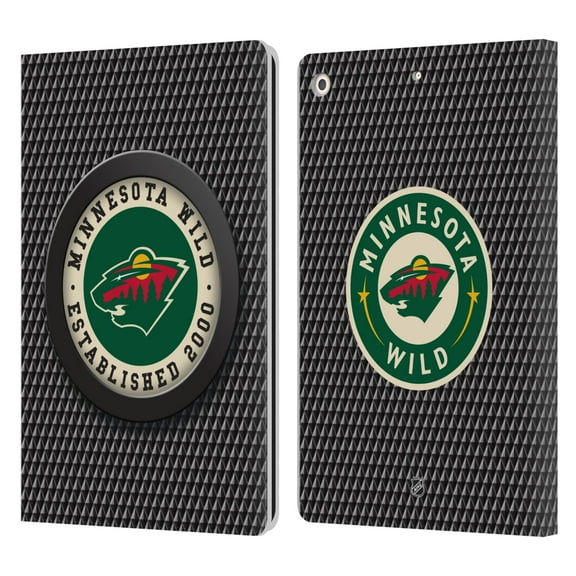 Head Case Designs Officially Licensed NHL Minnesota Wild Puck Texture Leather Book Wallet Case Cover Compatible with Apple iPad 10.2 2019/2020/2021