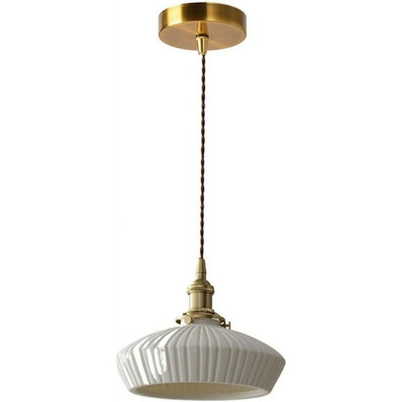White Ceramic Pendant Lamp, Retro Rustic Pendant Light, Modern Farmhouse Pendant Light Fixture, Nordic Style Personalized Simple Pendant Lighting for Dining Room Kitchen Island Bar Hallway
