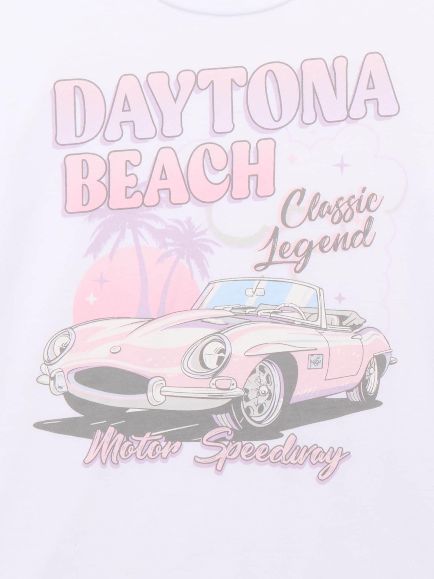 Wonder Nation Girls Daytona Beach Graphic Tee with Short Sleeves, Sizes 4-18
