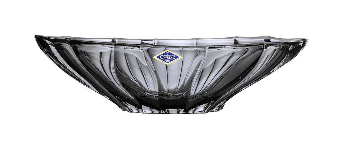Smoky Gray 14.5" x 8" Crystal Oval Fruit Bowl