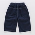 thumbnail image 6 of Ticikt Boys' Cotton Denim Cargo Capri Shorts, Elastic Waist Multi-Pocket Summer Pants,Dark Blue,7-8 Years, 6 of 8