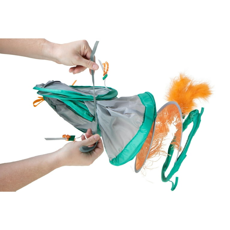 SmartyKat Cat Toy, Triple Tunnel Activity with Fringe and Feathers