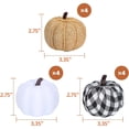 thumbnail image 4 of 12 Pcs Mixed Artificial Pumpkins Paintable White Fake Pumpkins Plaid Fabric Pumpkins For Fall Halloween Indoor Outdoor Decor, 4 of 6