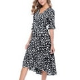 thumbnail image 4 of Patlollav Womens Dresses Summer Casual Print Dress V-Neck Short Sleeve Loose Dress, 4 of 6