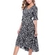 thumbnail image 4 of ICHUANYI Clearance Fashion Women Summer Casual Print Dress V-Neck Short Sleeve Loose Dress(Black, XL) ICHUANYI WER2023080706975, 4 of 8