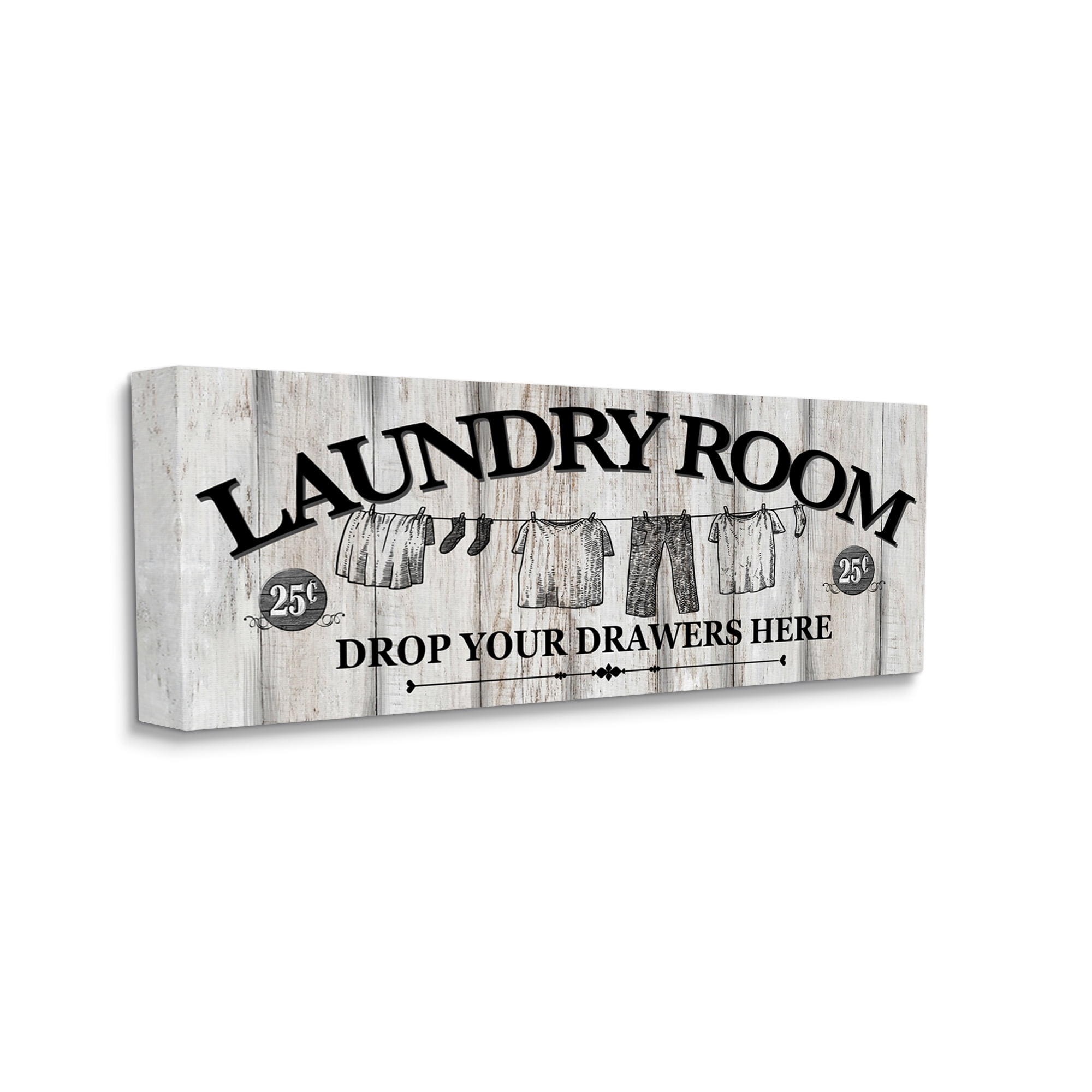 Stupell Industries Charming Farmhouse Laundry Typography Painting Gallery Wrapped Canvas Art Print Wall Art, 24 x 10