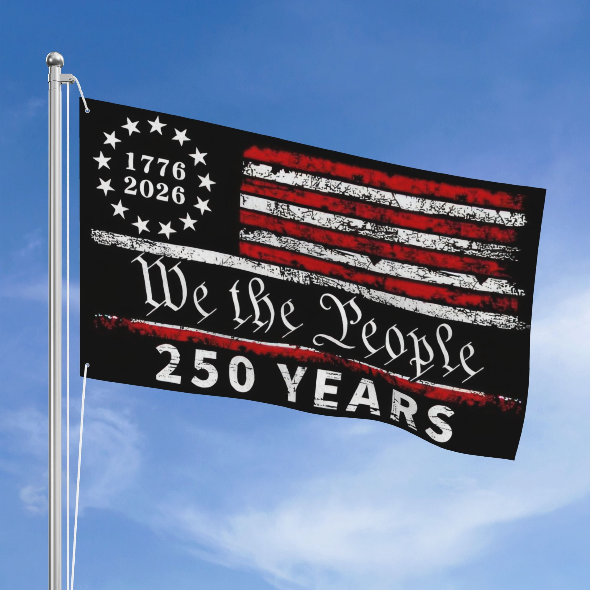 250 Year American Anniversary Flag 3x5 Ft Double Sided 250th Anniversary USA Flag 4th of July We-The-People Patriotic Flags For Outside Yard Indoor Decor