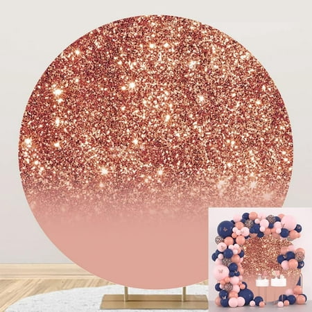 Image of Rose Gold Round Backdrop Cover Fabric Pink Glitter Starlight (No Real Glitters) Round Backdrop Wedding Baby