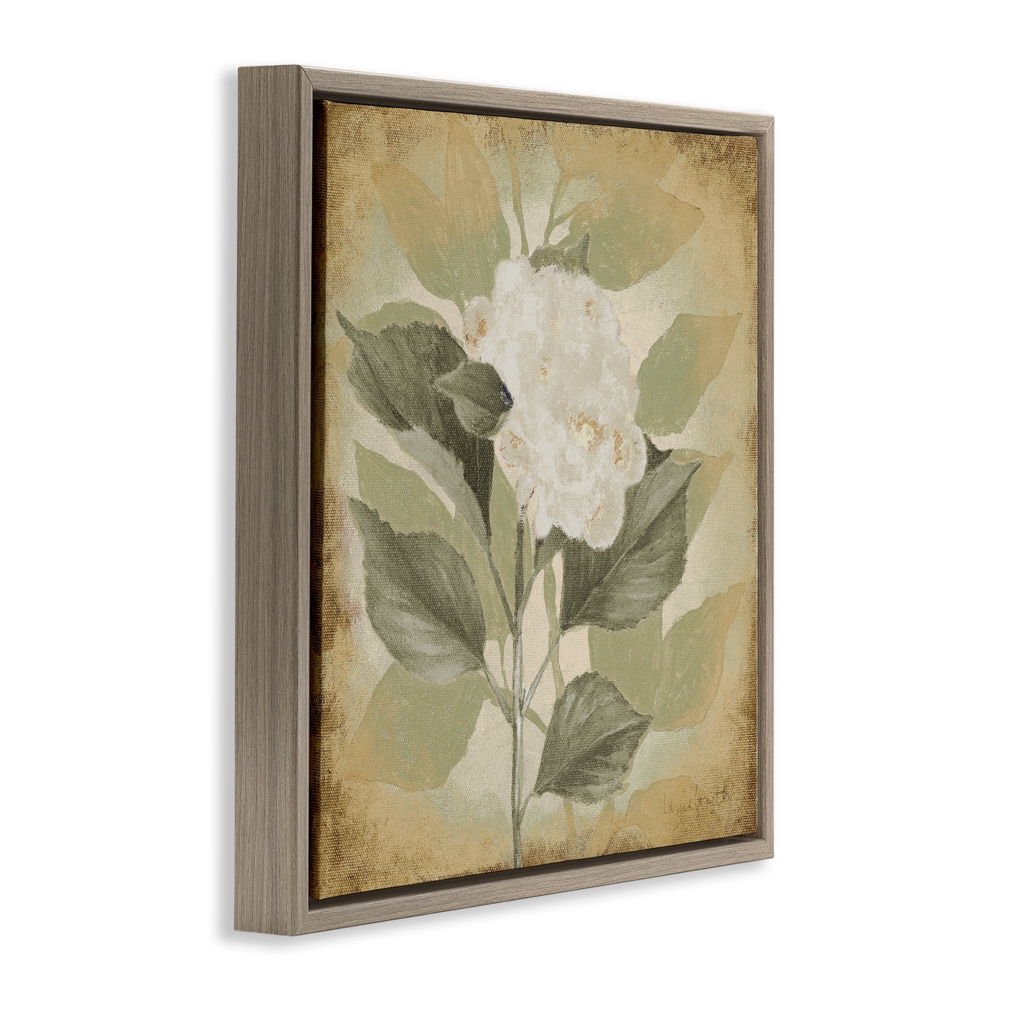 Stupell Industries Rustic Geranium Impression Plants & Flowers Painting Brown Floater Framed Canvas Art Print Wall Art, 25 x 25