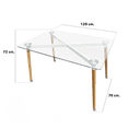 thumbnail image 2 of Mesa de Comedor Moderna de Vidrio Templado con Patas de Madera | Estilo Escandinavo, 2 of 7