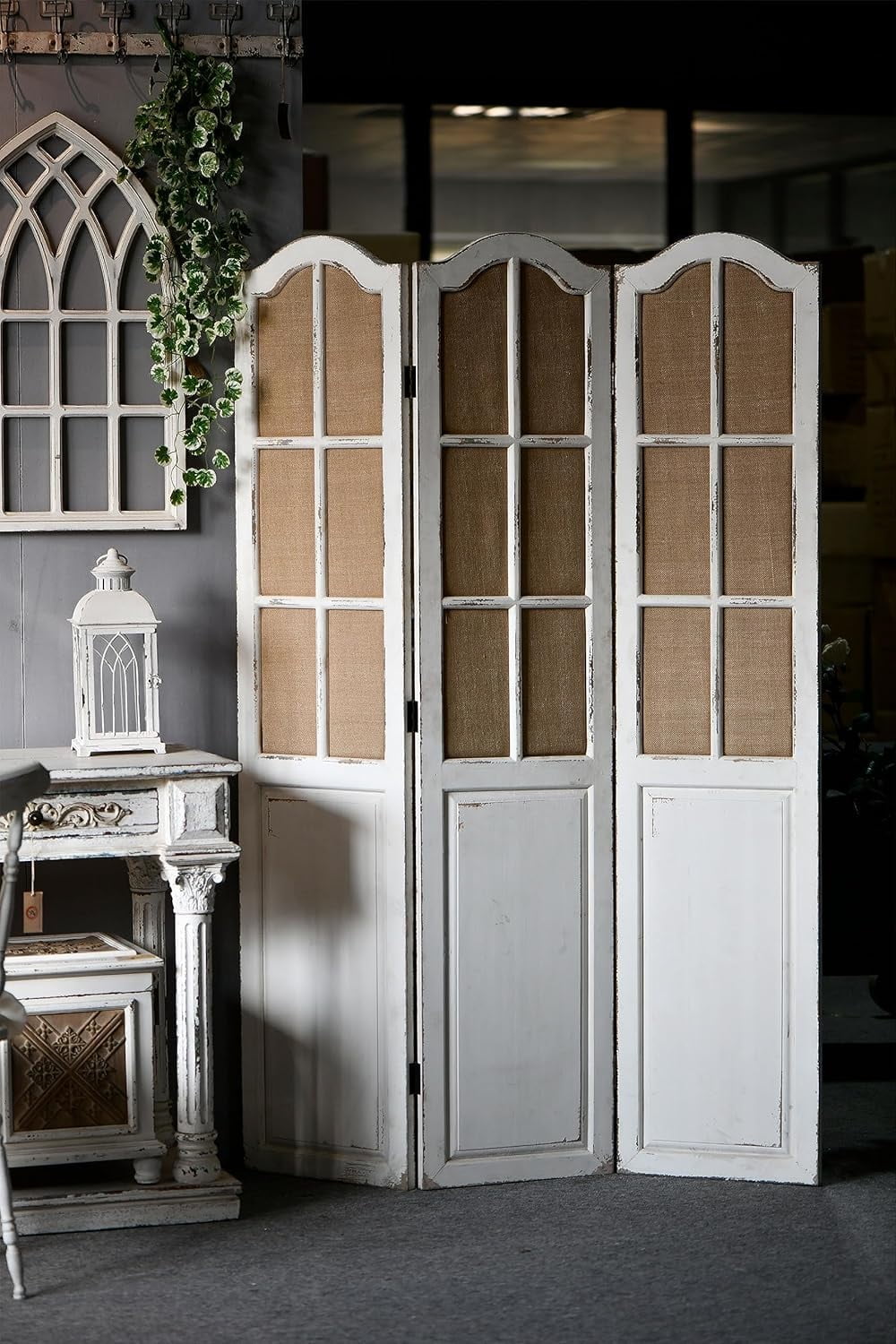 Room Divider 3 Panel Folding Solid Wood and Linen Handcrafted Freestanding Privacy Screen 6Ft Tall White