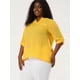 thumbnail image 2 of Blusa talgrande uxcell de mujer con cuello dividido y dobladillo alto bajo mangas 3/4 Amarillo XL, 2 of 6