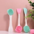 thumbnail image 2 of Biplut 1 Set Facial Washing Brush Skin-friendly Portable Easy to Use Double-sided Face Care Clean Facial Silicone Brush for Women (Pink White Type 2), 2 of 13