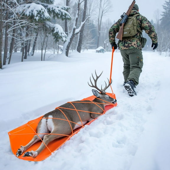 Heavy-Duty Hunting Sled & Yard Hauler, 550lb Weight Capacity, 72.8" Long Durable PE Plastic Design for Easy Drag