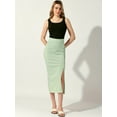 thumbnail image 2 of DARING DIVA Women's Long Pencil Skirt Business Button Decor Midi Skirts L Green, 2 of 6