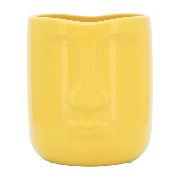 Sagebrook Home Ceramic 5" Face Vase, Yellow