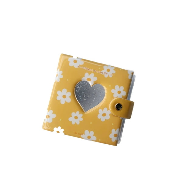 Álbum de fotos de carpeta de 3 pulgadas con agujero para colgar, corazón de amor hueco, organizador de 20 páginas, tarjeta de identificación, Almacenamiento y organización del hogar Amarillo Naiovety HA074576-03