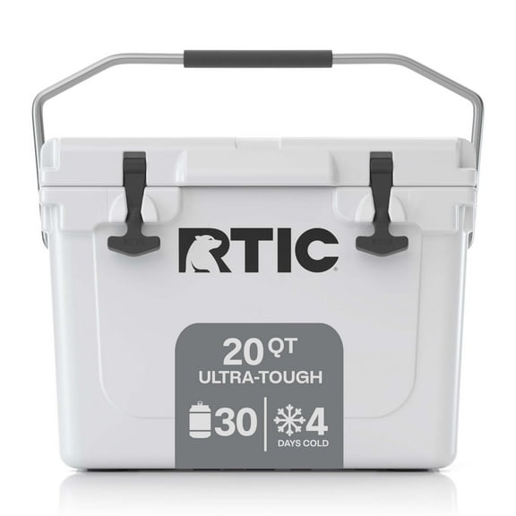 RTIC 20 Qt Hard-Sided Cooler, Rotomolded, 30 Can Capacity, White