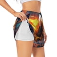 thumbnail image 2 of Bixox Women's Sunset Coast Sunflower pattern 2 in 1 Running Shorts - Lightweight Athletic Workout Gym Yoga Shorts Liner with Pockets - Large, 2 of 5
