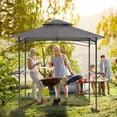 thumbnail image 6 of COBANA Grill Gazebo 8’ by 5’ Outdoor Patio Backyard BBQ Grill Shelter Double Tiered Soft Canopy Top with Steel Frame and Bar Counters, Gray, 6 of 7