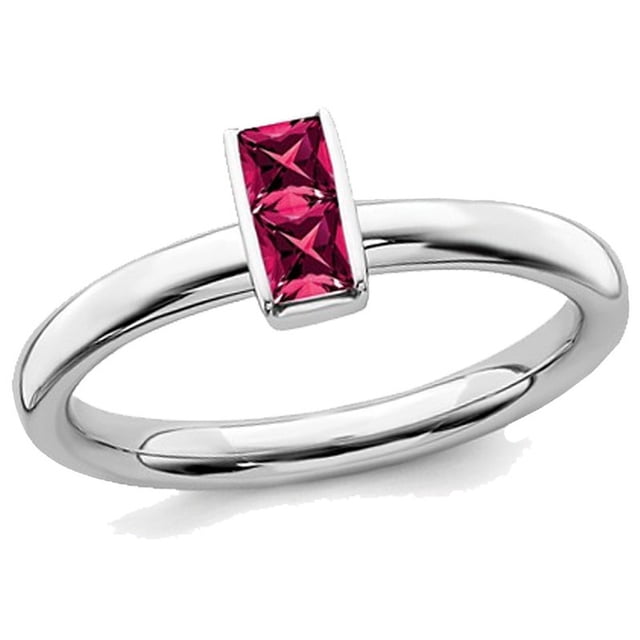 1/3 Carat (ctw) Princess Cut Lab Created Ruby Ring in Sterling Silver