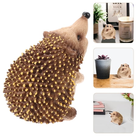 LULULION Tiny Animal Figurine Hedgehog Figurine Brown Garden Decoration 1Set