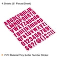 thumbnail image 3 of Uxcell Vinyl Self Adhesive Letter Number Sticker Decal Kit, Rose Red 81 Piece 4 Sheets, 3 of 5