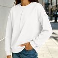 thumbnail image 3 of Oversized Sweatshirt for Women Long Sleeve Drop Shoulder Casual Seams Plain Crewneck Sweatshirts Pullover Tops, 3 of 7