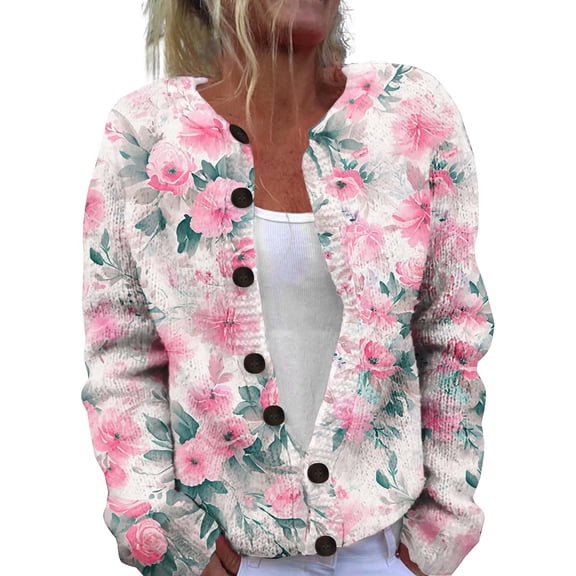 Kaondbfi Women's Cardigan, Autumn and Winter Knitted Button Cardigan Casual Coat Top Winter Clothing for Women