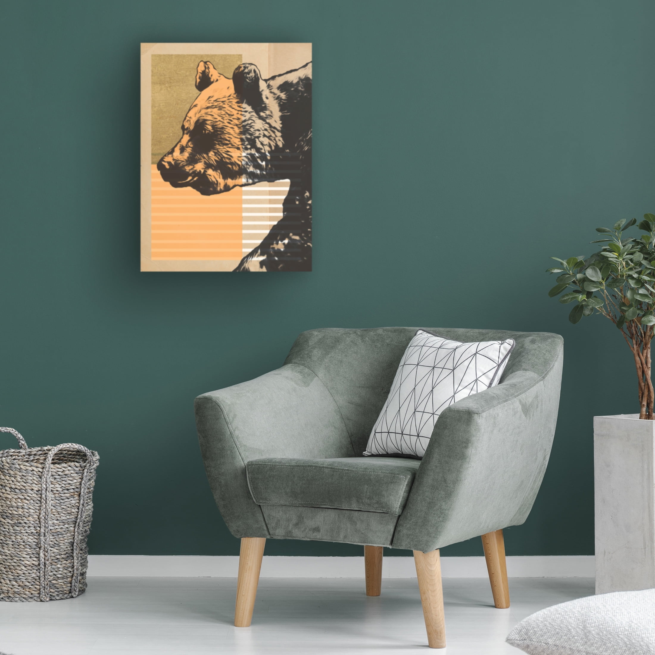 Trademark Fine Art Alonzo Saunders Gold Geometric Bear I Canvas Wall Art