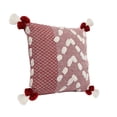 thumbnail image 3 of Laddha Home Designs Hand-Stitched Zig Zag Cotton Throw Pillow Cover - 20" - Red and White, 3 of 8