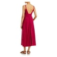 thumbnail image 2 of REBECCA TAYLOR Womens Purple Tie Open Back Unlined Textured Striped V Neck Tea-Length Fit + Flare Dress 0, 2 of 2