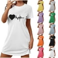 thumbnail image 2 of Fengactive Womens Sleep Shirt Dress Cozy Short Sleeve Nightgowns Heart Graphic Lounge House Dress Casual Sleepwear, 2 of 6