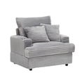 thumbnail image 6 of 39 Inch Spring Upholstered Armchair with Ottoman Set, Corduroy Fabric Comfortable Single Sofa with Cup Holder for Living Room/Bedroom/Office, Grey, 6 of 9