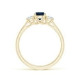 thumbnail image 2 of ANGARA Natural Classic Round Sapphire and Diamond Three Stone Ring in 14K Yellow Gold for Women (Size-5mm) | September Birthstone, Anniversary, Jewelry Gift for Women | Natural Blue Sapphire Ring, 2 of 9