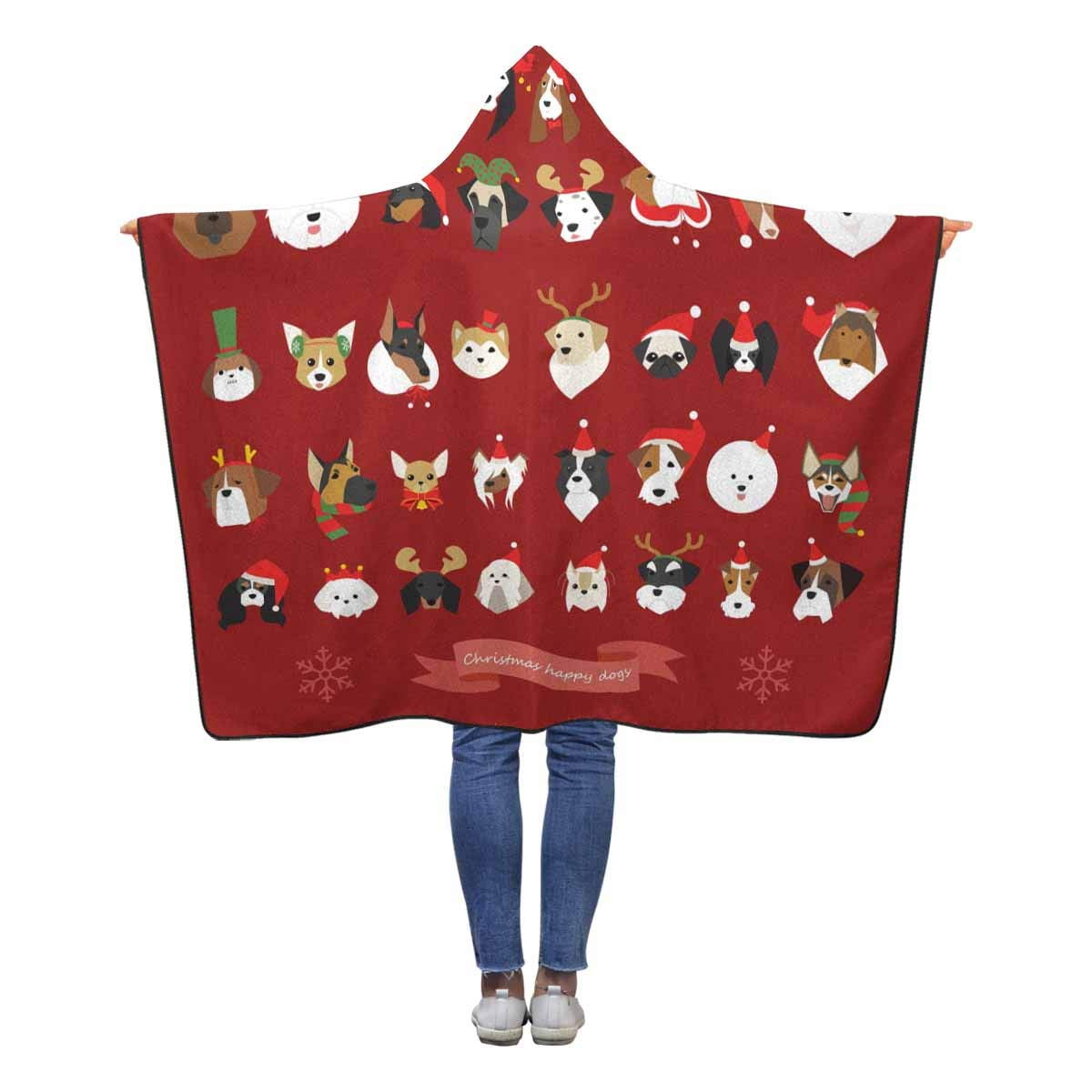 ASHLEIGH Christmas Dogs Hooded Blanket 50x60 inches Kids Girls Boys