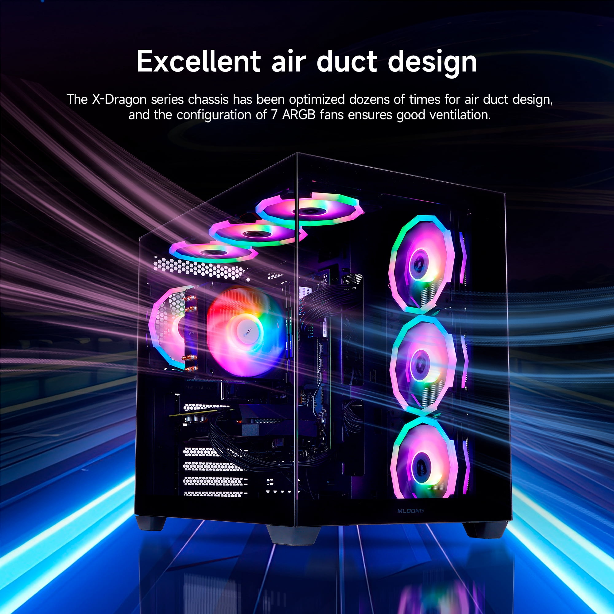 MLOONG PC Gamer Gaming Desktop, AMD Ryzen 5 5500, Radeon RX 6600 8GB, 16GB DDR4, 1TB SSD, Black, WIFI, Windows 11 Home