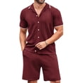 thumbnail image 5 of Yaoyar Mens Shirt and Shorts Set Fashion Summer 2 Piece Outfits Short Sleeve Casual Button Down Shirts Workout Set for Men, 5 of 5