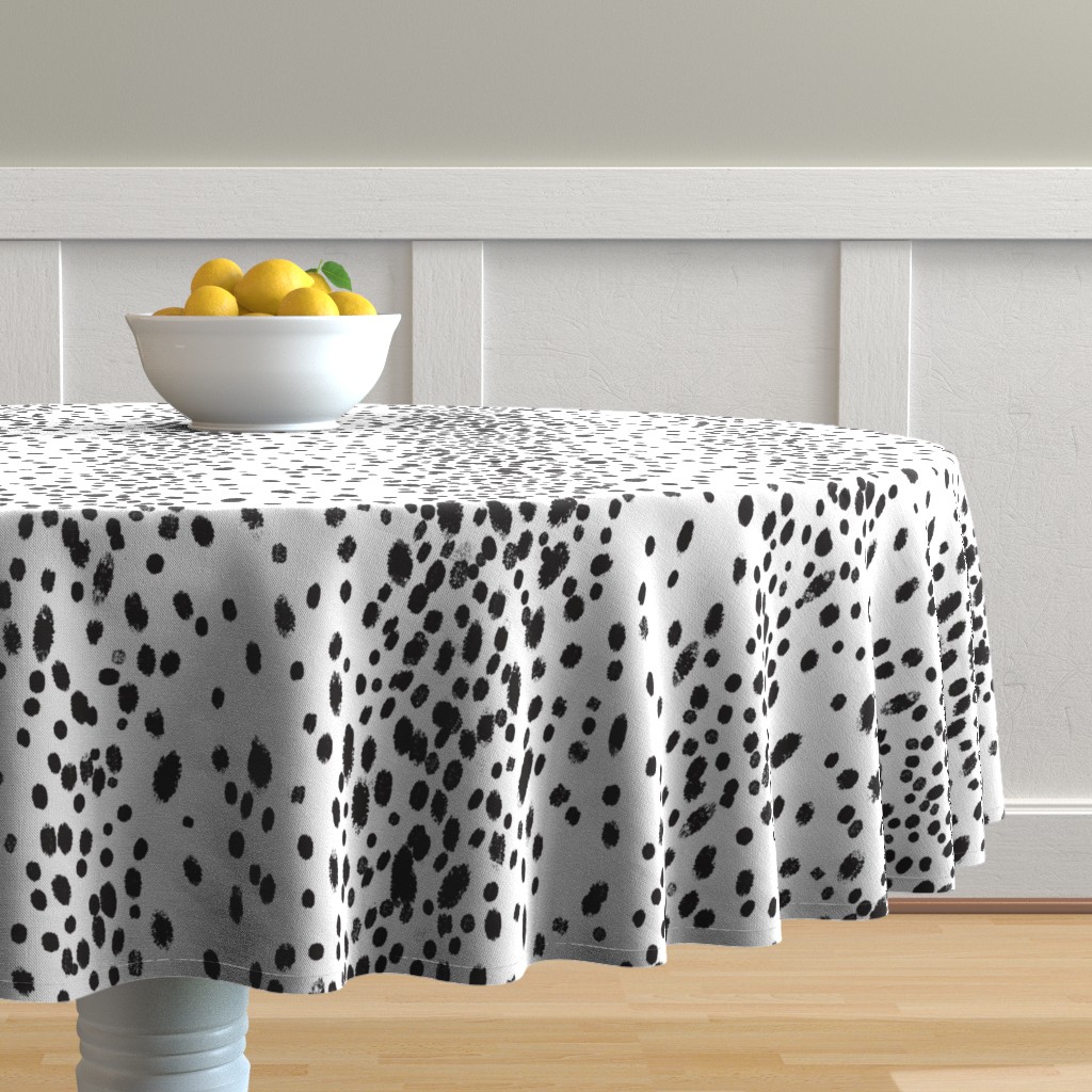 Black And White Cotton Sateen Circle Tablecloth by Spoonflower Wild Round Tablecloth Monochrome Typography by littlearrowdesign