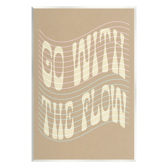Stupell Retro Go With The Flow Stripes Inspirational Painting Wall Plaque Unframed Art Print Wall Art