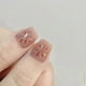 thumbnail image 2 of False Nails Short, French Stick on Nails, 24pcs Square Nude Press On Nails with Glue Sparks Fly Design Elegant Sweet Fake Nails for Women Girls (Firew, 2 of 4