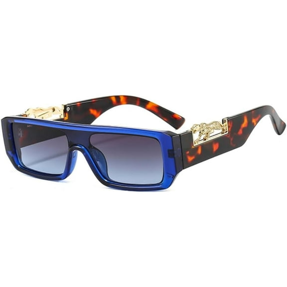 Mewfacos Rectangle Sunglasses Women Men Gradients Lens PC Frame Leopard Decorate Sun Glasses UV400