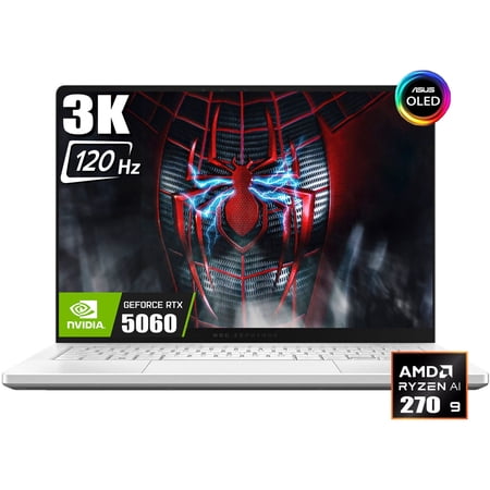 ASUS ROG Zephyrus G14 Gaming Laptop, 14" 2880 x 1800 3K 120Hz ROG Nebula Display, AMD Ryzen 9 270, NVIDIA GeForce RTX 5060 8GB GDDR7, RGB Backlit KB, Win11 Home(16GB DDR5 / 1TB SSD)