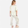 thumbnail image 5 of Lounge Women's Embroidered Collar Pajama Set with Ruffle Trim and Button-Up Top - Medium, Green, 5 of 7