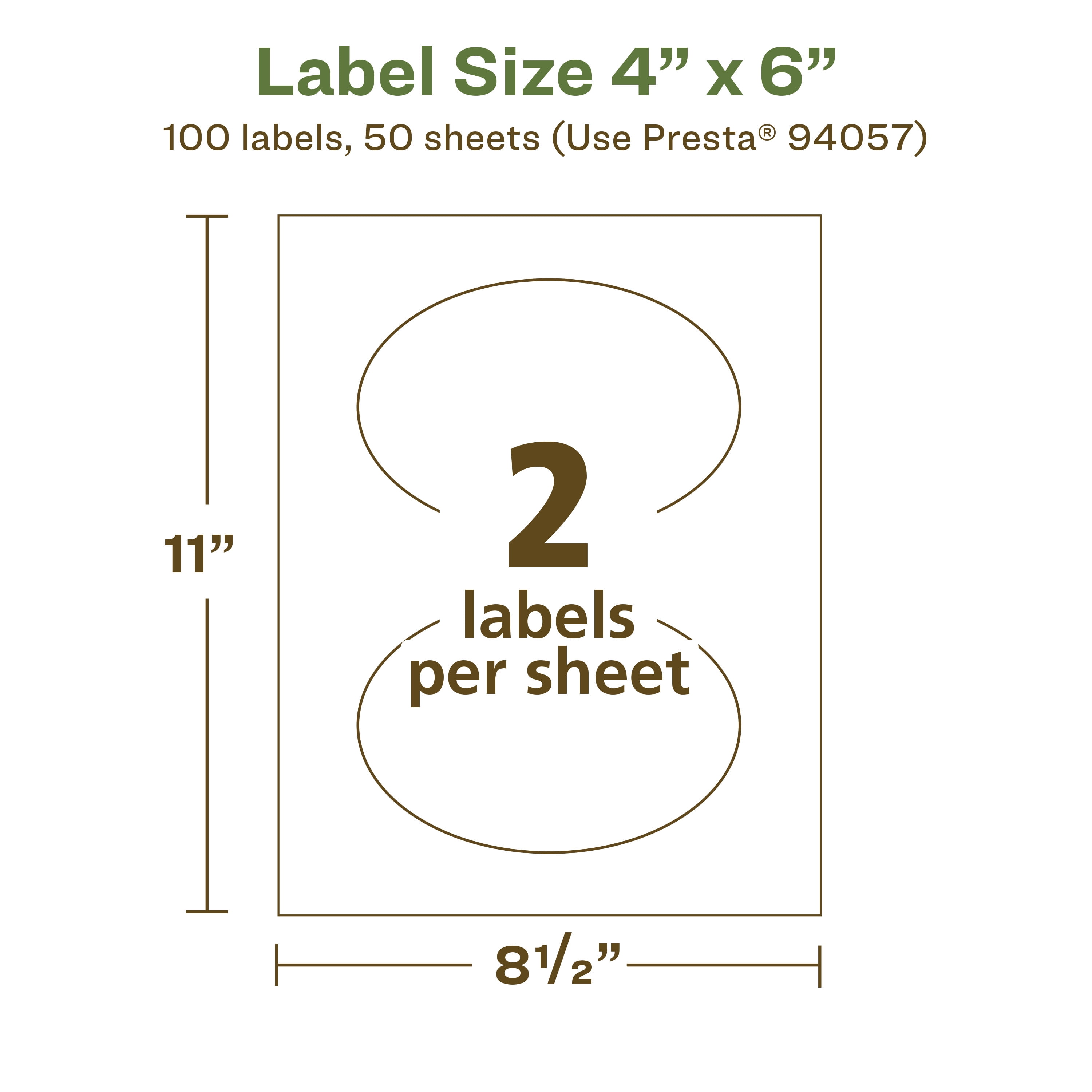 Avery EcoFriendly Oval Labels, 4" x 6", 100ct